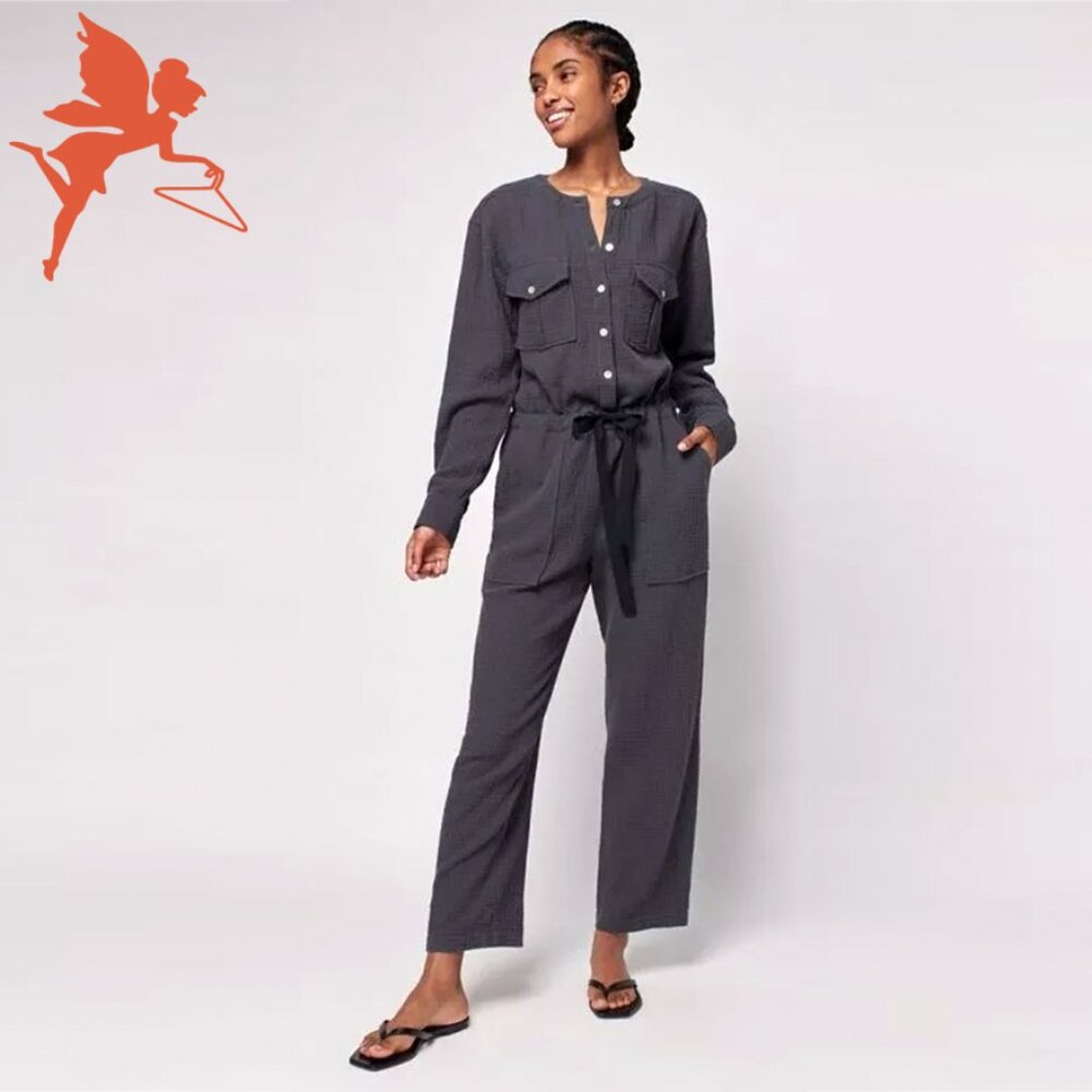 FAHERTY Dream Organic Cotton Gauze Button Front Jumpsuit